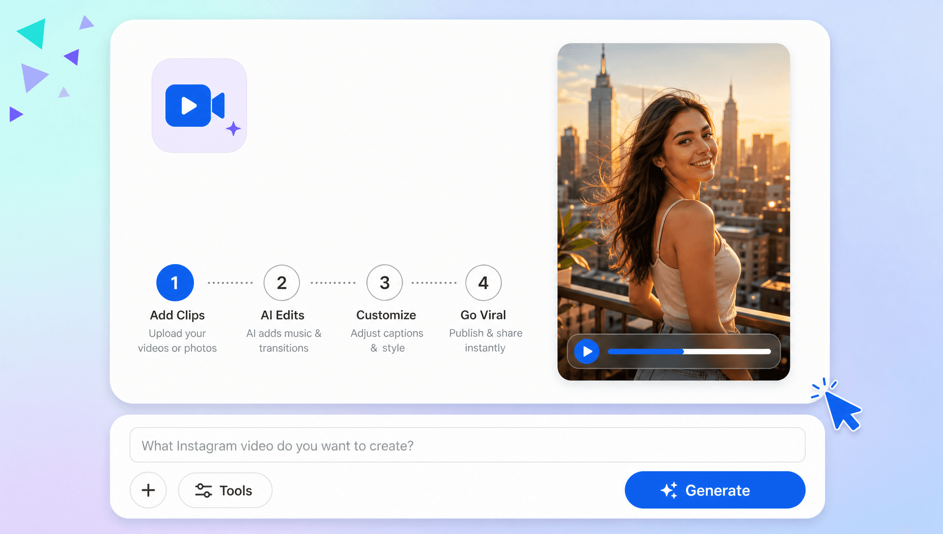 AI Instagram Video Generator – Create Viral Short Form Videos for Instagram. AI Instagram Video Generator – Create Viral Short Form Videos for Instagram.